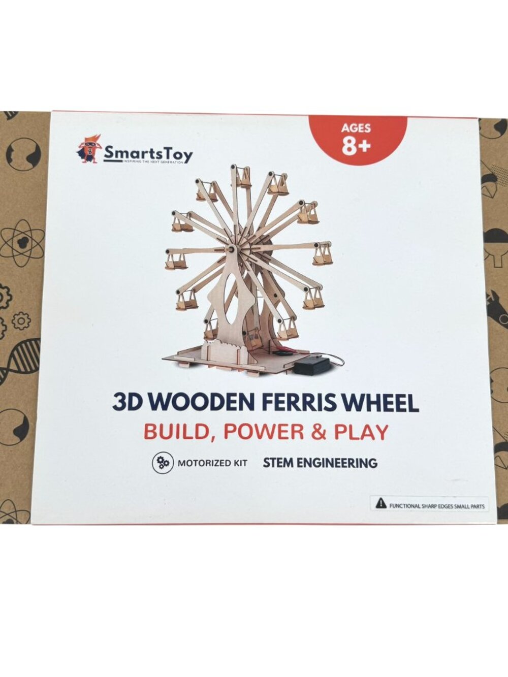 Smartstoy 3D Wooden Ferris Wheel Build Power Play Stem‎ Engineering MC-125